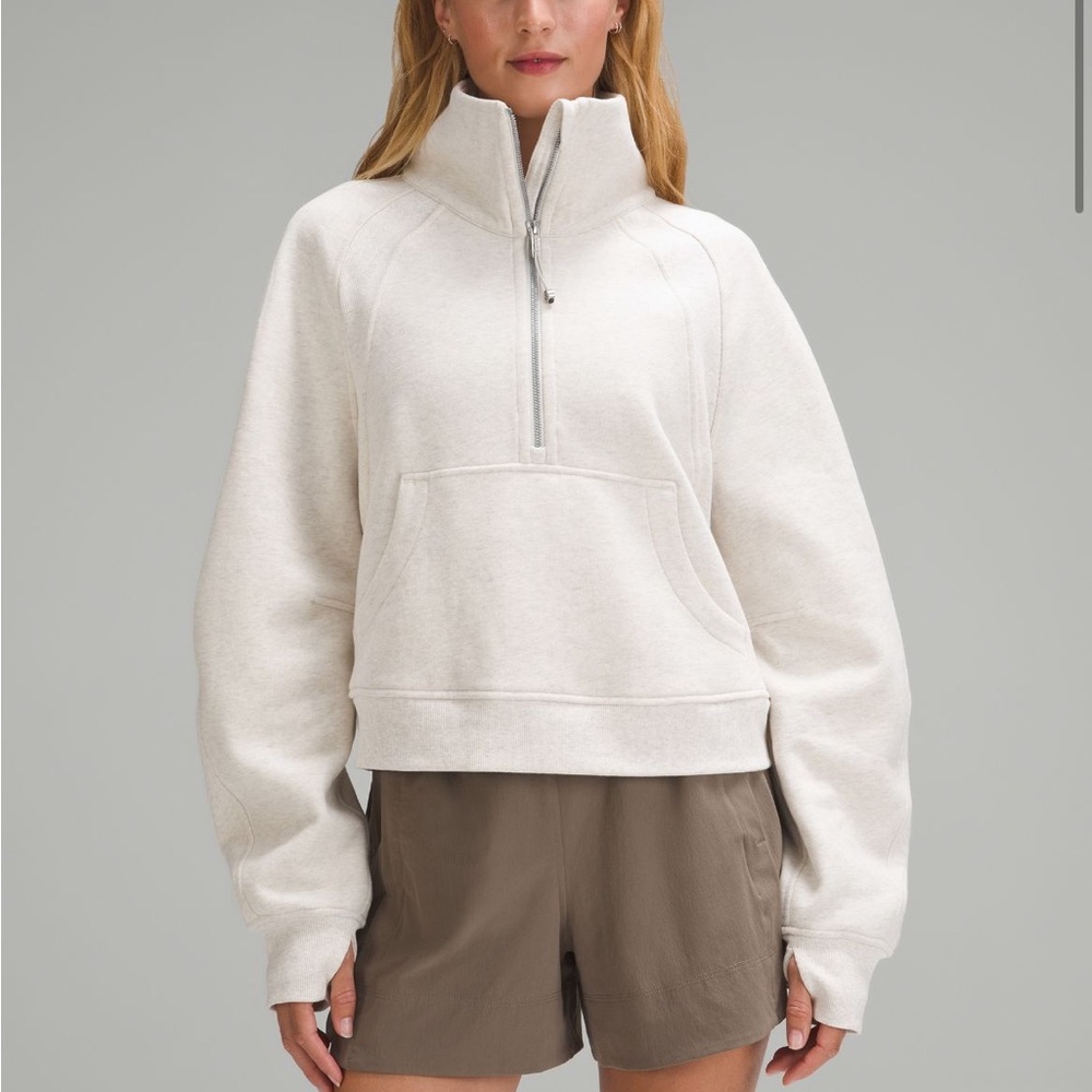 LULULEMON Scuba Oversized Funnel Neck Half Zip Heathered Bone XL/XXL